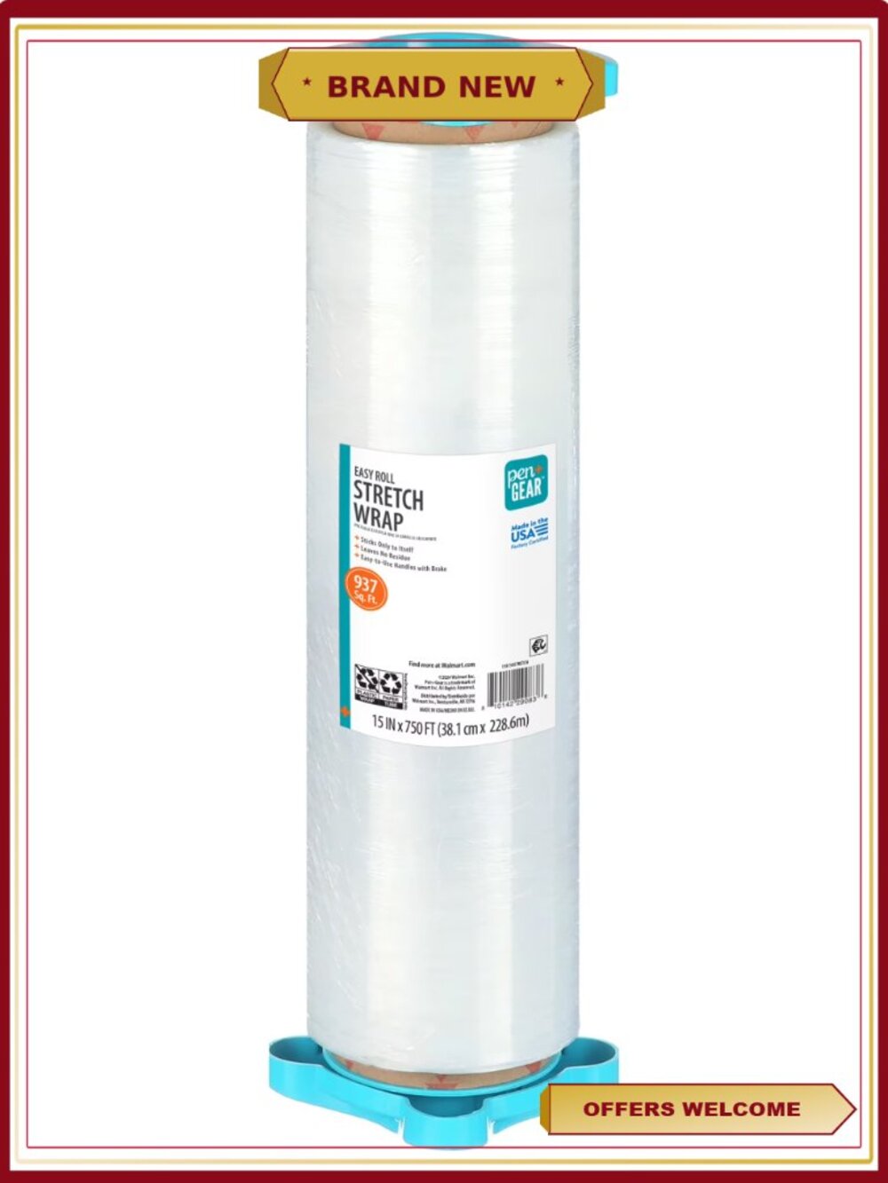 15x750ft Stretch Wrap for Moving Storage Hand Roll